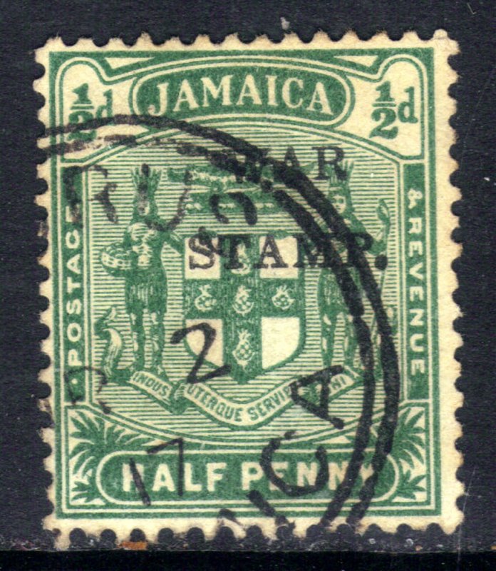 Jamaica 1916 KGV 1/2d Green Used Ovpt WAR STAMP SG 70 ( D540 )