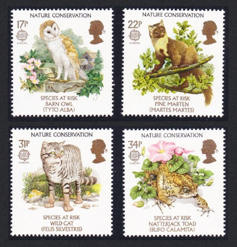 Great Britain Birds Owl Marten Wild Cat Frog Europa CEPT 4v 1986 MNH