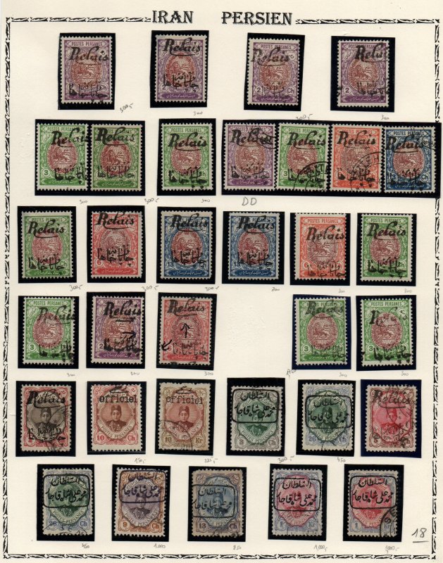IRAN/PERSIA: Used & Overprints - Ex-Old Time Collection - Album Page (40271)