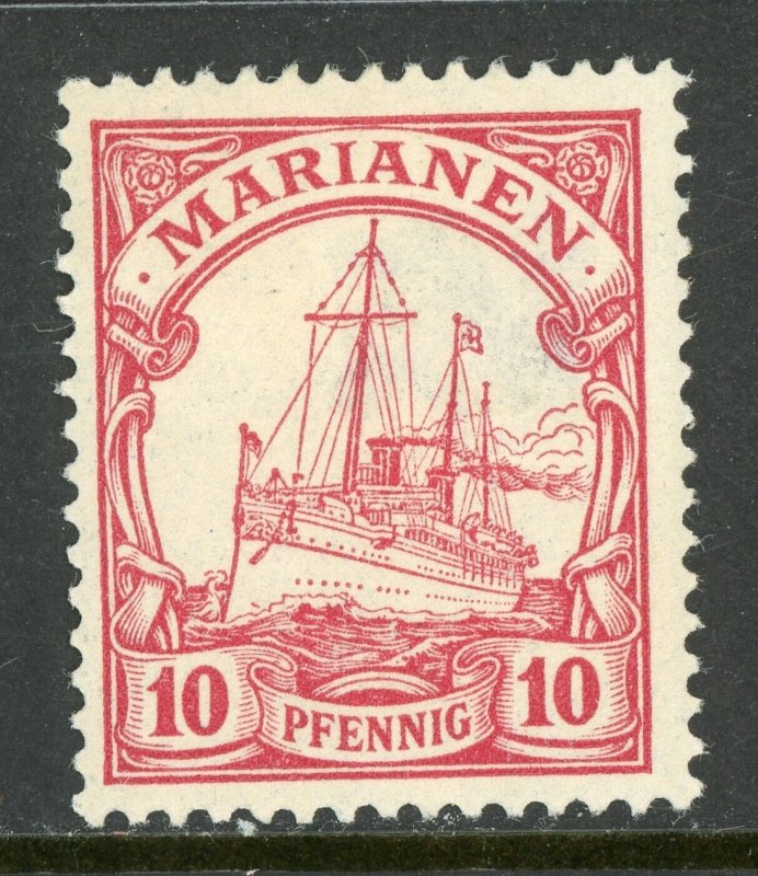 Mariana Islands 1901 Germany 10 pfg Unwatermarked Yacht Ship Sc #19 Mint A277