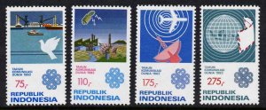 Indonesia 1191-4 MNH World Communications Year, Ships, Satellite, Aircraft