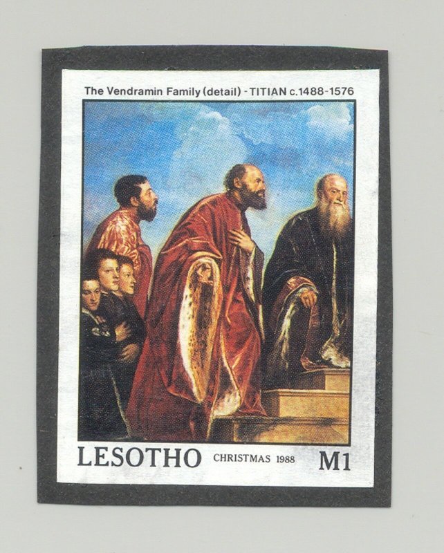 Lesotho #690 Art, Titian 1v Imperf Proof on Black Construction Paper