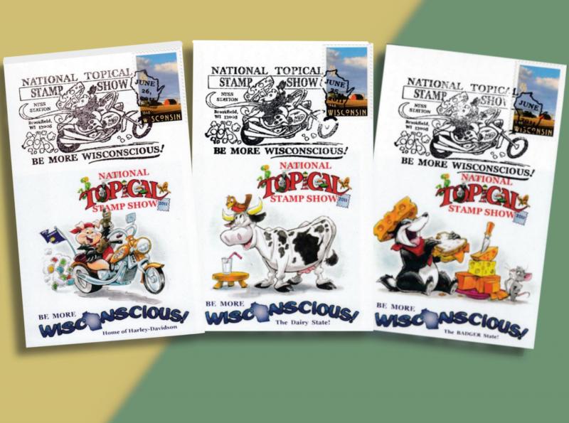 Wisconsin Salutes NTSS 2011 with Cows, Badgers & 'Hogs' on 3 Colorful Cards