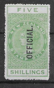NZ 1913 5s Postage-Fiscal Official. MH.