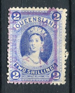 AUSTRALIA; QUEENSLAND 1882-95 classic QV Portrait type used Shade of 2s. value