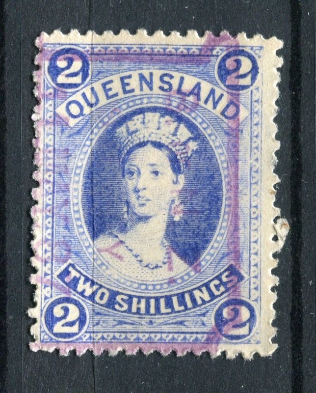 AUSTRALIA; QUEENSLAND 1882-95 classic QV Portrait type used Shade of 2s. value