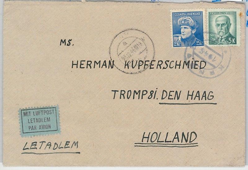 62475 - Czechoslovakia - POSTAL HISTORY - COVER to HOLLAND 1945: TEMPORARY STAMP