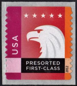 SC#4588 (25¢) Eagle: Presorted First-Class Single (2012) SA
