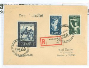 Saar B89-90/B91 1952 Olympics; Saarbrucken-Wallerstein; FDC for B91