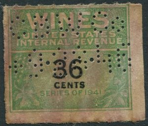 RE135 36c Internal Revenue: Wines Series of 1941 Used