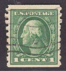 US Stamp #412 1c Green Franklin Coil USED SCV $40.00