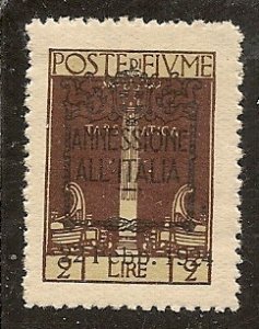 Fiume     Scott 205  Overprint  Unused