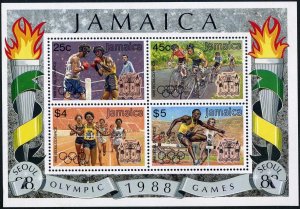 Jamaica 694-697,697a,MNH. Olympics Seoul-1988.Boxing,Bicycling,Running,Hurdling.