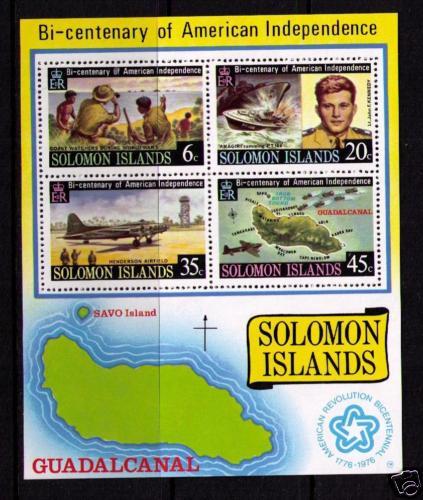 SOLOMON ISLANDS Sc# 336a MNH VF SS WWII Map Kennedy
