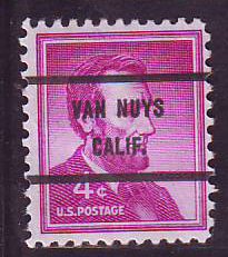 Van Nuys CA, 1036-71 Bureau Precancel, 4¢ Lincoln