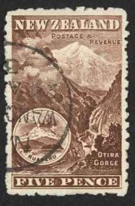 New Zealand Sc# 77 Used 1898 5p red brown Otira Gorge