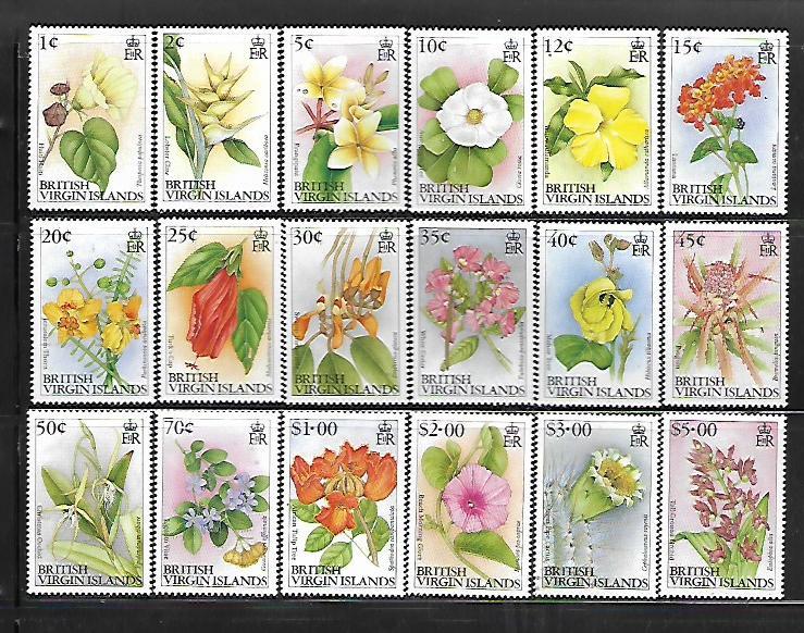 BRITISH VIRGIN ISLANDS,692-709, MNH, INC. SET, FLOWERS