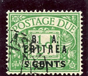 BOFIC-BMA Eritrea 1950 KGVI Postage Due 5c on ½d emerald VF used. SG ED6.