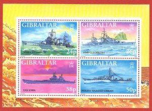 GIBRALTAR, SCOTT #732A-D,  MNH SOUVENIR SHEET 1997 SHIPS