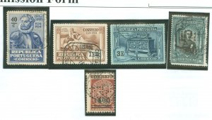 Portugal #328/336/347/435/496 Used  (Perfin)