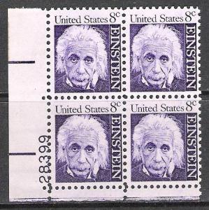 US #1285 Einstein Plate Block MNH