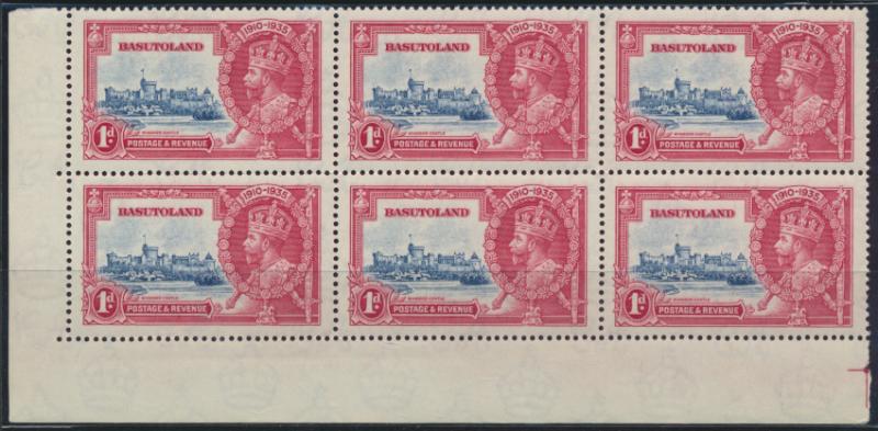 Basutoland  SG 11   SC#11  Silver Jubilee  MNH   corner block of 6 see details