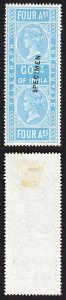 India Telegraph T6 4a Light Blue Wmk T19 No Gum SPECIMEN