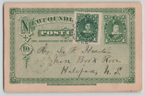 Newfoundland 1892 Black Bay & Western Bay Split-Ring Uprated Postal Stationery