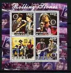IVORY COAST - 2003 - Rolling Stones  - Perf 4v Sheet - MNH - Private Issue