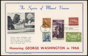 The Squire of Mount Vernon Honoring George Washington 1966 FDC First Day Issue