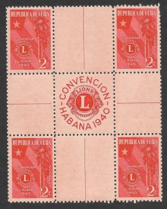 Doyle's_Stamps: July 1940 Lions International Con. Cross Gutter Block (a)