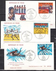 Niger, Scott cat. 394-396. Youth Festival issue on 3 First day covers. ^