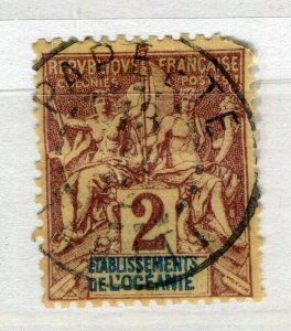 FRENCH COLONIES; 1890s classic Tablet type used 2c. value Postmark, Oceanie