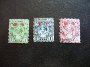 Stamps - Zanzibar - Scott# 62-64 - Mint Hinged & Used Part Set of 3 Stamps