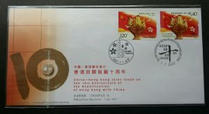Hong Kong - China Joint Issue 10th Anniv The Reunification 2007 HKSAR (joint FDC