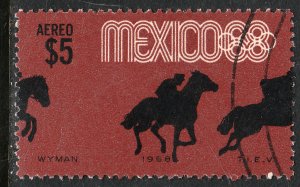 MEXICO C338, $5P Equestrian 4th Pre-Olympic Set USED. F-VF. (1229)