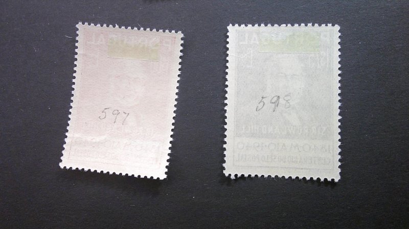 Portugal 1940 Scott# 591-598 Mint XF Hinged pencil# on backs Complete set of 8