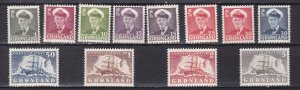 Greenland # 28-38 & 31a, King Frederik IX & Polar Ships, Hinged, 1/3 Cat.