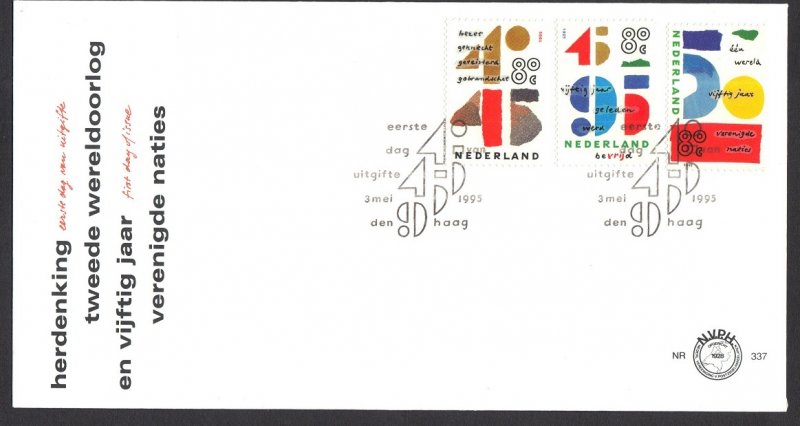 Netherlands #882-884  FDC  1995  nr 337  combined issue