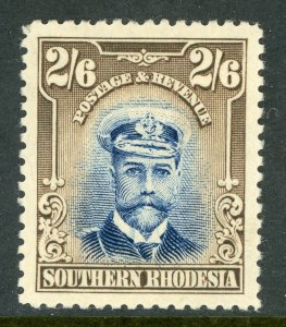 Southern Rhodesia 1924 British KGV 2'6p Blue & Sepia Scott #13 Mint A925