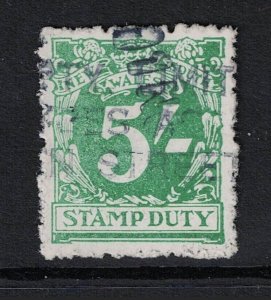 New South Wales 5 Shilling Stamp Duty Revenue Used - S22079