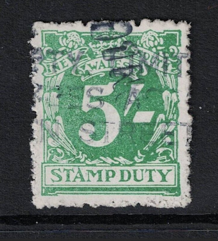 New South Wales 5 Shilling Stamp Duty Revenue Used - S22079
