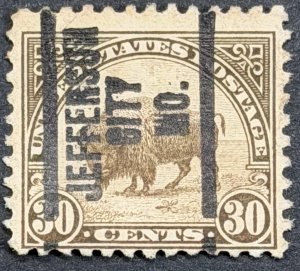 USA SC# 569, 1923, 30c, American Buffalo, Flat Plate Printing, Used, VG