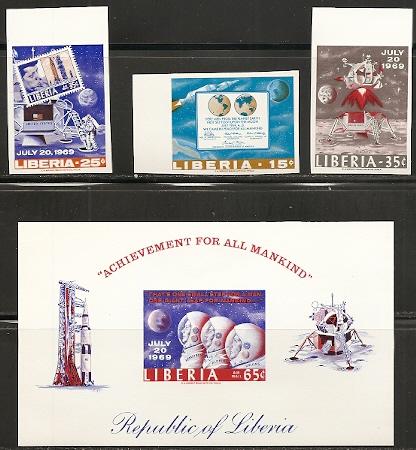 Liberia 499-501, C184 1969 Moon Landing set and s.s. IMPE...