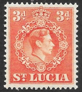 St. Lucia Scott 117 MLH 3d red orange King George VI Issue of 1943