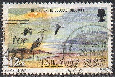 Isle of Man 1983 12p Grey herons  (Sea Birds) used