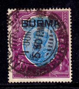 BURMA — SCOTT 15 — 1937 KGV 5r ISSUE — USED — SCV $30