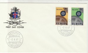 Iceland 1967 Europa Crest Reykjavik Double Cancel FDC 2x Stamps Cover Ref 25637 