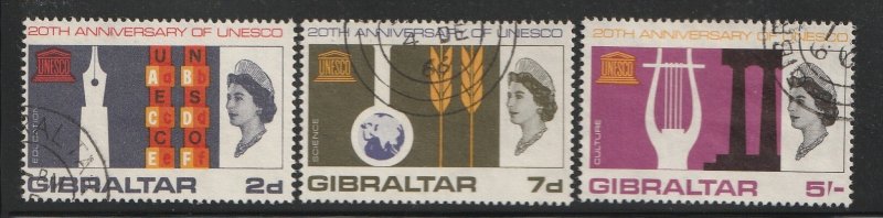 Gibraltar 1966 UNESCO Anniversary issue Sc 183-185 Used A4136