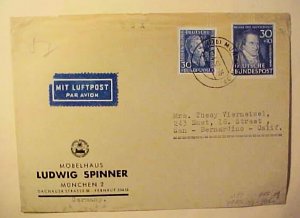 GERMANY  #146  cat.425M($250.00)    1952 MUNCHEN  TO USA